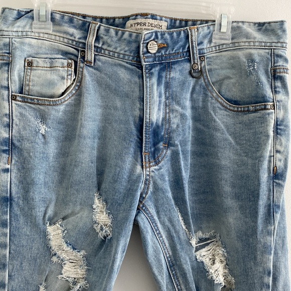Hyper Denim Men’s blue distressed jeans - size 32 - Picture 2 of 11